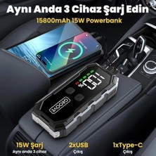Assess Store Groove F11 15800MAH 2000A Akü Takviye Cihazı Taşınabilir Jump Starter (Powerbank+Led Lamba+Lcd Ekran)