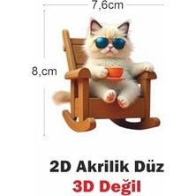 Assess Store Araba Ayna Süsü, Araba Süsü, Çanta Aksesuarı - Keyifli Kedi - Pleksi Malzeme, Uv Baskılı - 008