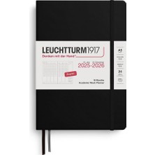 Assess Store LEUCHTTURM1917 Orta Boy (A5) Akademik 18 Aylık Hafta Ajandası 2026 Sert Kapak, Ingilizce, Siyah