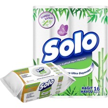 Assess Store Solo Yüzey Temizleme Mendili Doğal Güç Beyaz Sabun + Solo Bambu Katkılı Kağıt Havlu 16'lı