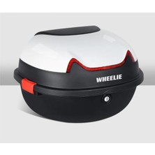 Assess Store Wheelıe XT11-W 28 Litre Motosiklet Arka Çanta Beyaz Parlak Su Geçirmez Abs Top Çift Kilitleme Üniversal