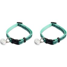 Assess Store Kedi Boyun Tasması, Zilli, Yeşil, 20-30CM (2 Paketi)