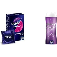 Assess Store Extreme Geciktiricili ve Tırtıklı 20'li Prezervatif ve Durex Aloe 2'si 1 Arada Kayganlaştırıcı & Masaj Jeli 200 Ml, 20'li + 200 Ml, Extreme Prezervatif + Aloe Jeli