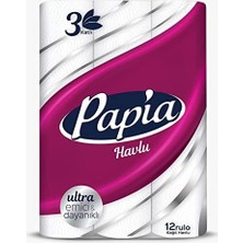 Assess Store Papia 3 Katlı Ultra Emici & Dayanıklı 12'li Kağıt Havlu (1 x 12 Rulo)