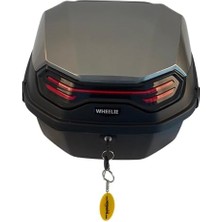 Assess Store Wheelıe XT08-HG 32 Litre Motosiklet Arka Çanta Gri Parlak Su Geçirmez Abs Çift Kilitleme Üniversal