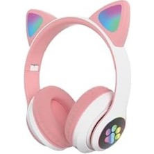 Assess Store 5.0 Kedi Kulak Üstü Bluetooth Kulaklık Pembe Blt-44