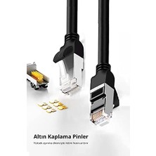 Assess Store Cat6 Saf Bakır Metal Konnektör Ethernet Kablosu Siyah 10 Metre