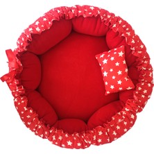 Sdy Pet Çift Taraflı Kedi & Köpek Yatağı Kırmızı Poplin Kumaş 45x45 cm Yıkanabilir Tasarım