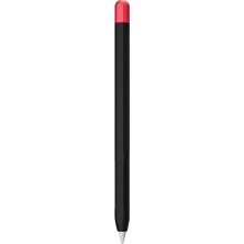 Assess Store Pencil (2. Nesil) Için Kılıf Mat Silikon Kırmızı Siyah