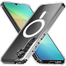 Assess Store Galaxy A06 Için Şeffaf Kılıf Aksesuarları ile Uyumlu Arkası Sert Pc Köşeleri Darbe Emici Silikon A06 Için Kılıf Sararmaya Dayanıklı Kalın Koruyucu Güçlü Manyetikli A06 Kılıf