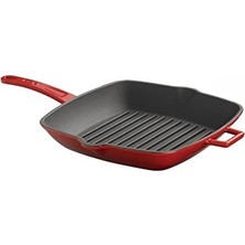 Assess Store Metal Döküm Izgara Tava, Metal Saplı, 26X32 Cm, Siyah