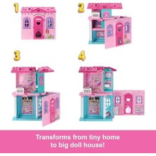 Assess Store Chelsea Oyuncak Bebek Evi, 15'ten Fazla Aksesuar Içeren +43 x +33 Cm'e Kadar Genişleyebilen Açılır Ev, 5 Oyun Alanı ve Kaydırak, Küçük Bebek ve Köpek Figürü, JFW49