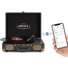 Assess Store MTX101BK Nostaljik Retro Pikap Plak Çalar (Şarjlı Bluetooth Aux Hoparlörlü 3 Devir) Iğne Dahil