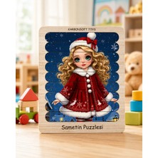 Karbonsoft Çocuk Bulmaca Oyuncakları, Noel Oyuncakları, Montessori Oyunu, Geyik ve Kız Temalı 2+ Bulmacalar