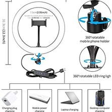Assess Store 10 Inch Youtuber LED Işıklı Halka Telefon Tutuculu 10 Inch 26 cm Selfie/yayıncı/makyaj Işığı 210 cm F08