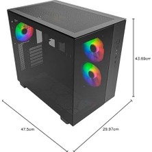 Assess Store Montech 65 Pro Atx Mid Tower Oyun Bilgisayarı Kasası, Çift Hazne, Yüksek Hava Akışı File Paneller, Rtx 40 Serisini Destekler, Önceden Yüklenmiş 3 Argb Fan, Aletsiz Erişim, Renkli Cam, Siyah