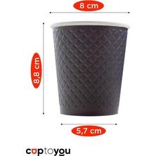 Assess Store 25 Adet Siyah Çift Duvarlı Kahve Bardağı 8 Oz, Küçük Kağıt Çay Bardakları 250 Ml, Soğuk ve Sıcak Içecekler, Siyah
