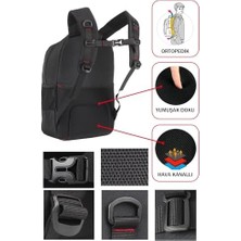Assess Store Dada 01 Laptop Dizüstü Bilgisayar Çantası 14"-15,6" Inç Ortaokul Lise Üniversite Okul Çantası Gündelik Kadın Erkek Sırt Çantası USB Type-C Aparat Darbe Emici Koruma Su Geçirmez Kumaş