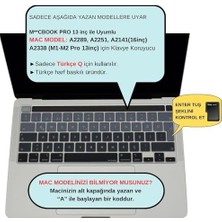 Assess Store MacBook Pro Türkçe Q Klavye Koruyucu Silikon – Bar Uyumlu – 13 Inç A2251 A2289 A2338 (M1/m2) – 16 Inç A2141 – Ince Siyah Gri