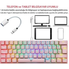 Assess Store Majesty 62 Tuşlu Rgb Mini Gaming Oyuncu Mekanik Klavye Red Switch Pembe