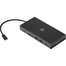 Assess Store Hp Usb-C Seyahat Desteği (Usb-C Hub, USB Hub, USB C, Rj-45, Hdmı, Vga, Microsd, Sd, Usb, Audio) Siyah