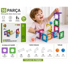 Minik Dehalar Stem Odaklı Zeka Geliştirici | 16 Parça Borulu Manyetik Yapı Blokları | 3D Geometrik Oyuncak Seti