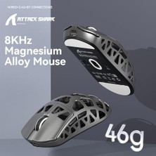Assess Store Attack Shark R3 Magnezyum Alaşımlı Kablosuz Gaming Mouse – 46G Ultra Hafif, Pixart PAW3395 Sensör, 8k Tepki Hızı, Bt/2.4g/kablolu Üçlü Mod, 26000 Dpı, Windows/xbox/ps Uyumlu - Silver Grey