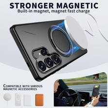 Assess Store Galaxy S25 Ultra Için Kılıf Mag-Forge 360° Döndürülebilir Yüzük Stantlı  S25 Ultra Koruyucu Pc+Tpu Hibrit Tasarımlı Güçlü Manyetikli S25 Ultra Kılıf (Siyah)