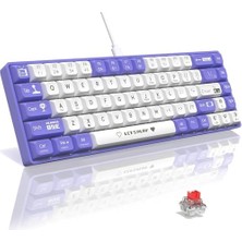 Assess Store Ajazz AK680 65% Kablolu Hotswap Mekanik Oyun Klavyesi,68 Tuşlu Taşınabilir Anti-Ghosting Klavye,gökkuşağı Arkadan Aydınlatmalı Programlanabilir,eva Sandviç,ergonomik Mor Beyaz/red Switch