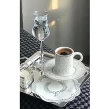 Assess Store 6 Adet Lüx Kare Paslanmaz Çelik Sunum Tepsini 21X21CM Kahve Servis Sunum Tepsisi & Tabağı (Gümüş)