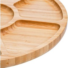 Assess Store 7 Bölmeli Servis Tabağı, 12" Bambu Parti Meze Tepsisi, Atıştırmalıklar, Meyveler, Sebzeler Için 7 Bölmeli Yemek Tabağı, Partiler, Tatiller, Aile Yemekleri Için Mükemmel