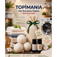 Topimania 3 Adet Xxxl Doğal Yerli Üretim Çamaşır Yün Kurutma Topu 2 Adet 10 ml Esanslı Doğal Yerli Üretim Çamaşır Kurutucu