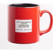 Assess Store Can Dükkân Kupa (Dışı Kırmızı Içi Siyah Seramik) - Ed. Ser.2 - George Orwell/hayvan Çiftliği