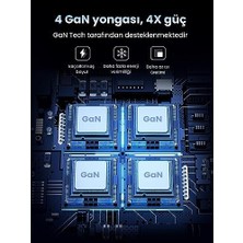 Assess Store 200W USB C Şarj Cihazı 100W + 100W 6 Bağlantı Noktalı Pd Şarj Cihazı Gan Iı Pps MacBook Pro/air iPad Pro ile Uyumludur.