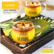 Assess Store Good Morning Kupa Seti, 2'li Şeffaf, Borosilkat Cam, 350ML