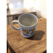 Assess Store Mutlu Yıllar Baba Temalı Porselen Kupa, Beyaz, Yeni Yıl Dekorlu, Kahve Çay Bardağı (Mutlu Yıllar Noel Kardan Adam)