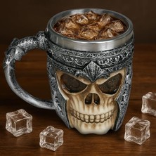 Assess Store Birinci Sınıf 3D Kuru Kafa Fincan Paslanmaz Çelik Kahve, Çay, Cappuccino, Bira Gibi Içecekler Için I Skull Kupası Iskelet Kafatası Tasarımlı Görünüm (1)