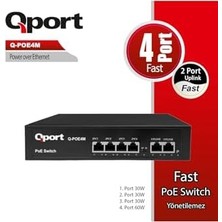 Assess Store Qport Q-POE4M 4 Port 10/100 + 2 Port 10/100 Uplınk Poe Swıtch