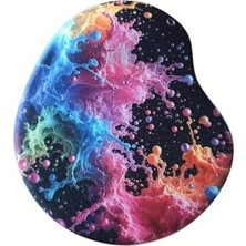 Assess Store Oval Baskılı Bilek Destekli Tip Kaymaz Taban Optik Bilgisayar Notebook Mouse Pad Maus Pad (Renkli Köpükler)