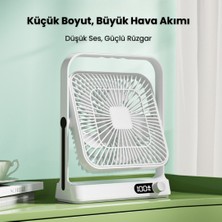 Yussraw Mini Taşınabilir Ayarlanabilir Çok Fonksiyonlu Şarjlı Fan Sessiz Öğrenci Yatak Odası Ofis Dijital