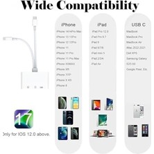 Assess Store Lightning ve Usb-C Sd Tf Kart Okuyucu Adaptör USB Girişli Kamera Bağlantı Aparatı Otg Desteği Çoklu Hafıza Kartı Fotoğraf Video Veri Transfer Dönüştürücü Telefon Tablet Uyumlu | ZR1213