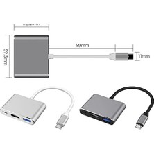 Assess Store Type-C 3in1 HDMI 4K USB 3.0 Görüntü Veri Aktarımı Sağlar USB Adaptör Notebook ve ile Uyumlu Tc-23
