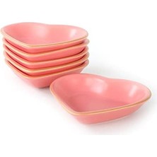 Assess Store Mat Pembe Altın Fileli Kalp Çerezlik/sosluk 14 cm 6 Adet