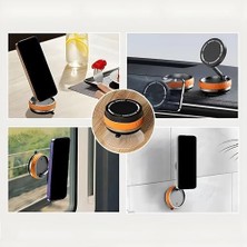 Assess Store Manyetik Araç Telefon Tutucu 360° Döner Başlık – Mekanik Vakumlu Güçlü Sabitleme, Silikon Kaymaz Tutuş, Mag-Safe Uyumlu, Tüm Serisi ile Uyumlu, Araç Içi Telefon Stand, Turuncu