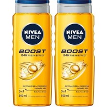 Assess Store Men Boost Duş Jeli 500 Ml, 3'ü 1 Arada Komple Bakım, Vücut, Saç ve Yüz Için, Kafein ile Canlandırıcı Bakım (2 Paketi)