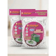 Assess Store 2'li Mikro Mop Yedek Başlık Seti - 360 Derece Döner Başlıklı Mikrofiber Mop Bezi