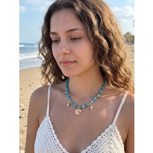 Gistoria Aquamarine cam Boncuk Deniz Charm Kolye