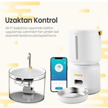 Daisy Home Haustier Fw3 Beyaz Otomatik App Kontrollü Akıllı Kedi Mama Kabı & Otomatik Kedi Su Pınarı 2'li Set - Akıllı Beslenme Istasyonu