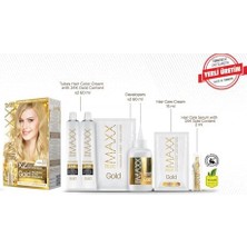 Assess Store Maxx Deluxe Serisi 24K Altın Parçacıklı Serum ile 1 Kutu 2 x 50 ml ve Geliştiriciler Saç Boyası (Buğday Sarısı 9.0)