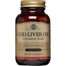 Solgar Cod Liver Oil 100 Kapsül A&D Vitaminleri İçeren Glutensiz Besin Takviyesi